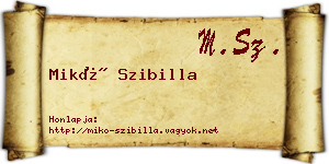 Mikó Szibilla névjegykártya